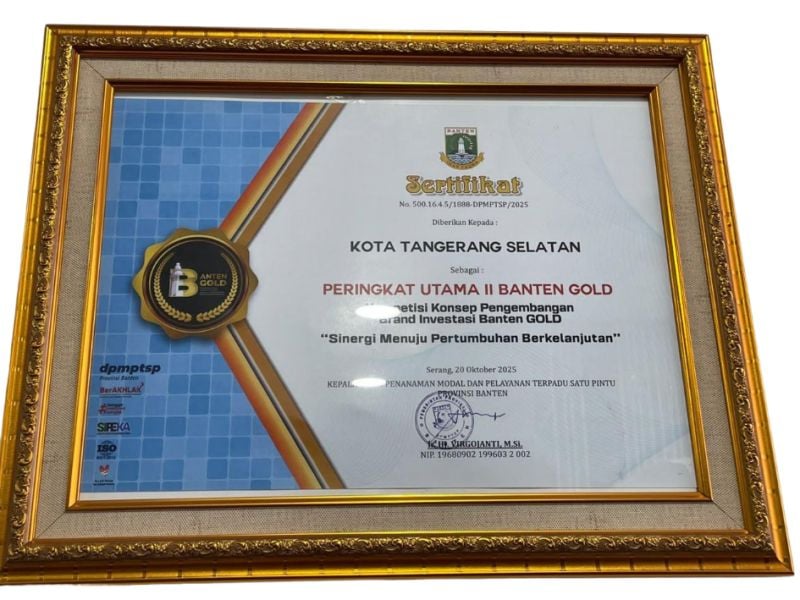 Piagam Peringkat Utama II Banten GOLD - Kompetisi Konsep Pengembangan Grand Investasi Banten GOLD "Sinergi Menuju Pertumbuhan Berkelanjutan"