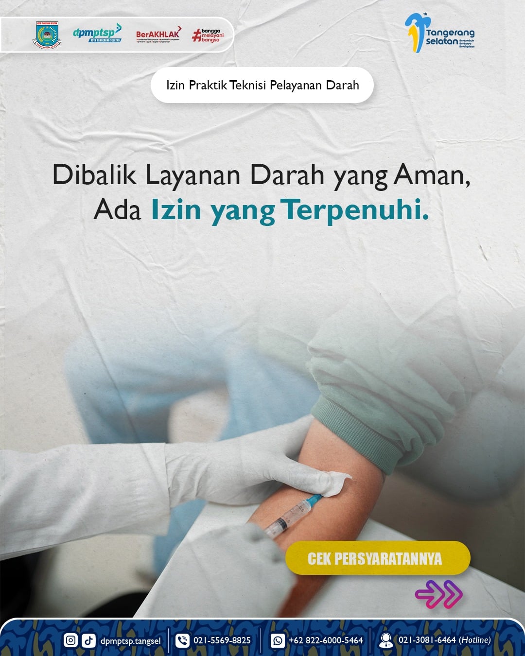 DPMPTSP Kota Tangerang Selatan Permudah Layanan Izin Praktik Teknisi Pelayanan Darah, Wujudkan Pelayanan Darah yang Aman dan Profesional