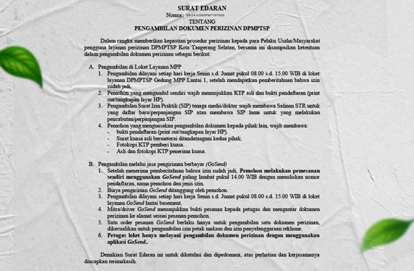Informasi Pelayanan DPMPTSP